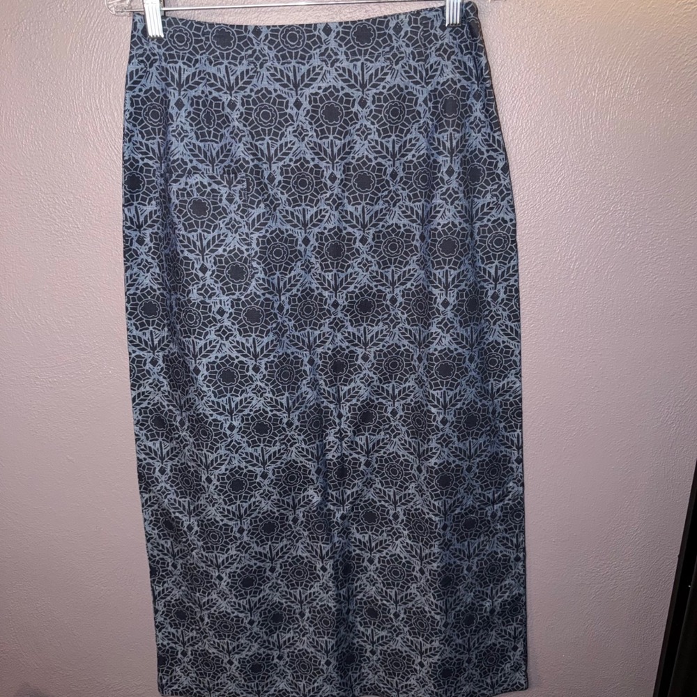 Seasalt Cornwall Carvosa Skirt Navy Blue Geometric Floral Cotton Midi Size UK10